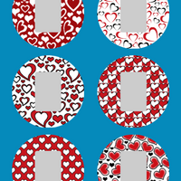 OUR HEARTS WILL GO ON & ON - VALENTINE PATTERNS - 6 PATCH SET - FOR THE SUGARSHIELD™ CASE BY DECK MY DIABETES for TANDEM MOBI™ INSULIN PUMP