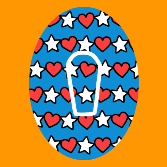 PATRIOTIC STARS AND HEARTS PATTERN -  DEXCOM G6 OVERLAY
