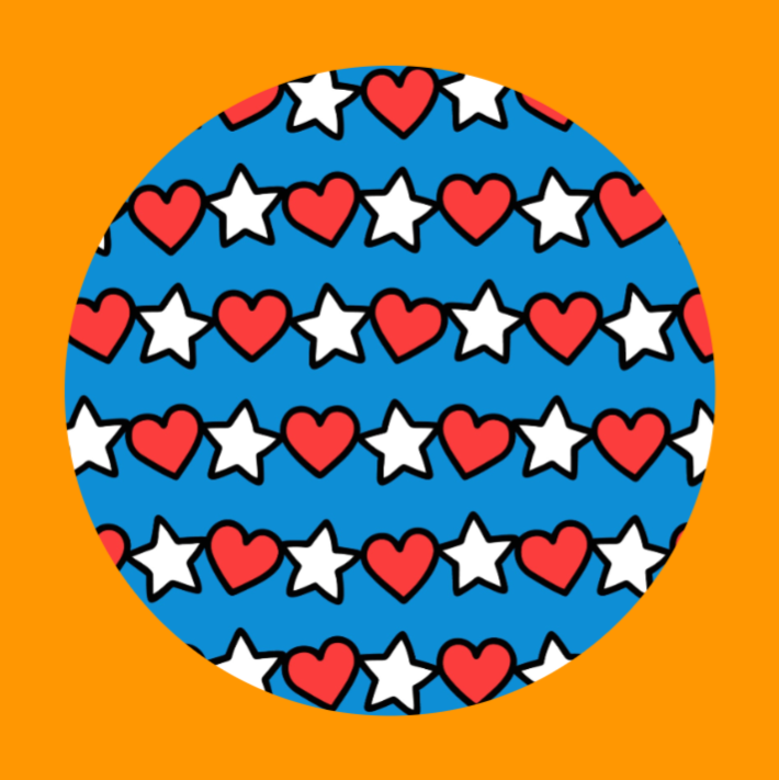 PATRIOTIC STARS AND HEARTS PATTERN - LARGE SOLID OVERLAY