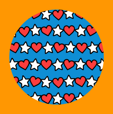 PATRIOTIC STARS AND HEARTS PATTERN - LARGE SOLID OVERLAY