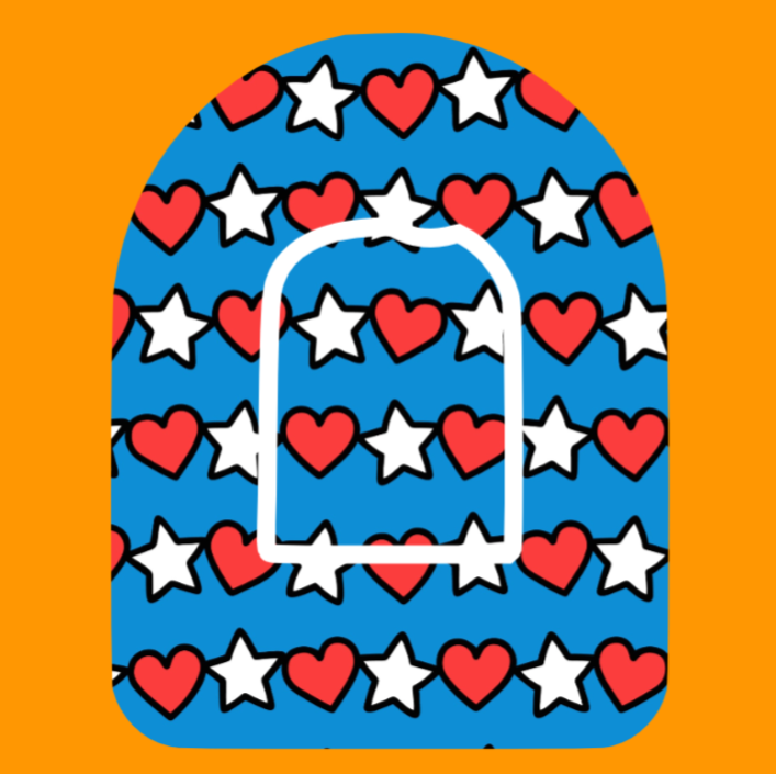 PATRIOTIC STARS AND HEARTS PATTERN -  OMNIPOD OVERLAY