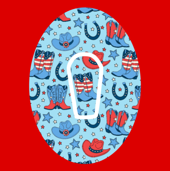 PATRIOTIC WESTERN BOOTS AND HATS PATTERN -  DEXCOM G6 OVERLAY