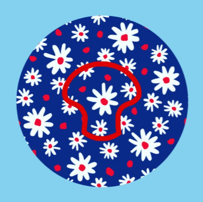 PATRIOTIC DAISIES PATTERN - MEDTRONIC GUARDIAN OVERLAYS WITH CUT-OUT FOR USE WITH DECK MY DIABETES GRIPSHIELD