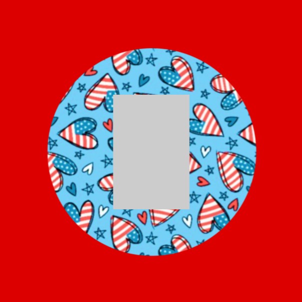 PATRIOTIC HEARTS AND STARS PATTERN - SINGLE PATCH FOR THE SUGARSHIELD™ CASE BY DECK MY DIABETES for TANDEM MOBI™ INSULIN PUMP