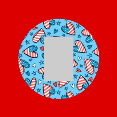 PATRIOTIC HEARTS AND STARS PATTERN - SINGLE PATCH FOR THE SUGARSHIELD™ CASE BY DECK MY DIABETES for TANDEM MOBI™ INSULIN PUMP