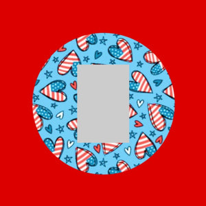 PATRIOTIC HEARTS AND STARS PATTERN - SINGLE PATCH FOR THE SUGARSHIELD™ CASE BY DECK MY DIABETES for TANDEM MOBI™ INSULIN PUMP