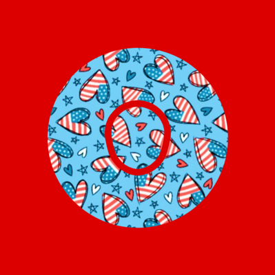 PATRIOTIC HEARTS AND STARS PATTERN - DEXCOM G7 OR DEXCOM STELO OVERLAY