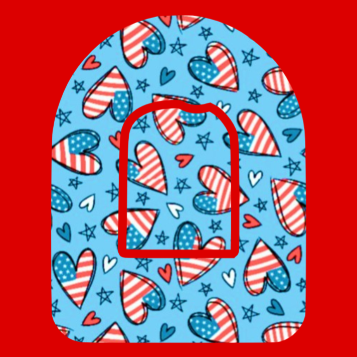 PATRIOTIC HEARTS AND STARS PATTERN -  OMNIPOD OVERLAY