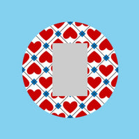 PATRIOTIC QUILTED HEARTS - SINGLE PATCH FOR THE SUGARSHIELD™ CASE BY DECK MY DIABETES for TANDEM MOBI™ INSULIN PUMP