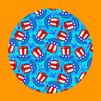 PATRIOTIC TOP HATS PATTERN - LARGE SOLID OVERLAY