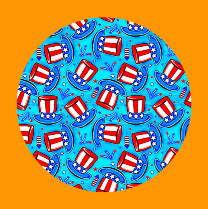PATRIOTIC TOP HATS PATTERN - LARGE SOLID OVERLAY