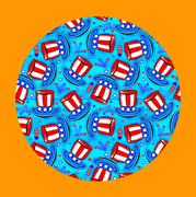 PATRIOTIC TOP HATS PATTERN - LARGE SOLID OVERLAY