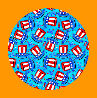 PATRIOTIC TOP HATS PATTERN - LARGE SOLID OVERLAY