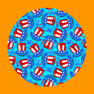 PATRIOTIC TOP HATS PATTERN - LARGE SOLID OVERLAY