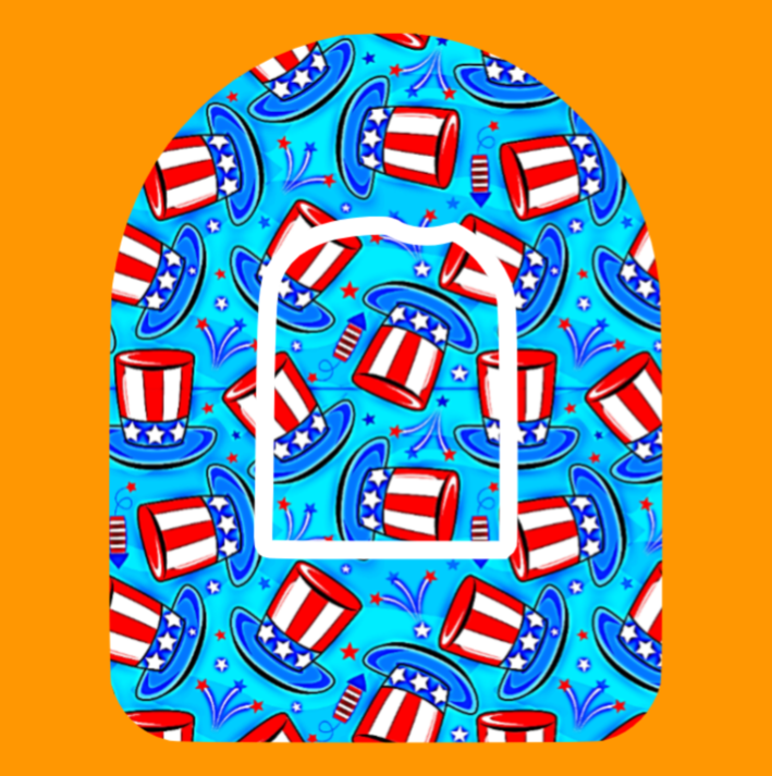 PATRIOTIC TOP HATS PATTERN -  OMNIPOD OVERLAY