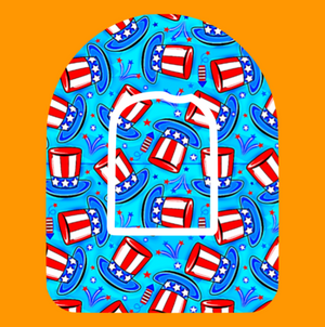PATRIOTIC TOP HATS PATTERN -  OMNIPOD OVERLAY