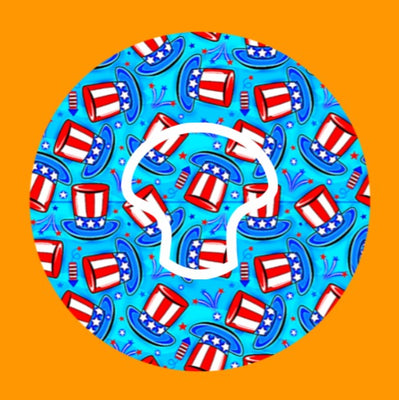 PATRIOTIC TOP HATS PATTERN - MEDTRONIC GUARDIAN OVERLAYS WITH CUT-OUT FOR USE WITH DECK MY DIABETES GRIPSHIELD