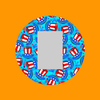 PATRIOTIC TOP HATS PATTERN - SINGLE PATCH FOR THE SUGARSHIELD™ CASE BY DECK MY DIABETES for TANDEM MOBI™ INSULIN PUMP