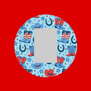 PATRIOTIC WESTERN BOOTS AND HATS PATTERN - SINGLE PATCH FOR THE SUGARSHIELD™ CASE BY DECK MY DIABETES for TANDEM MOBI™ INSULIN PUMP