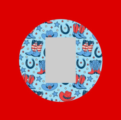 PATRIOTIC WESTERN BOOTS AND HATS PATTERN - SINGLE PATCH FOR THE SUGARSHIELD™ CASE BY DECK MY DIABETES for TANDEM MOBI™ INSULIN PUMP