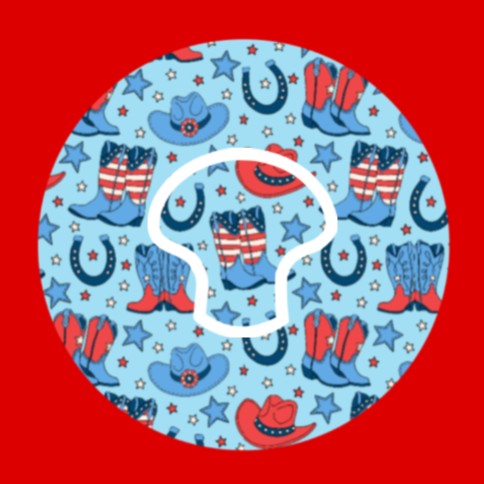 PATRIOTIC WESTERN BOOTS AND HATS PATTERN - MEDTRONIC GUARDIAN OVERLAYS WITH CUT-OUT FOR USE WITH DECK MY DIABETES GRIPSHIELD