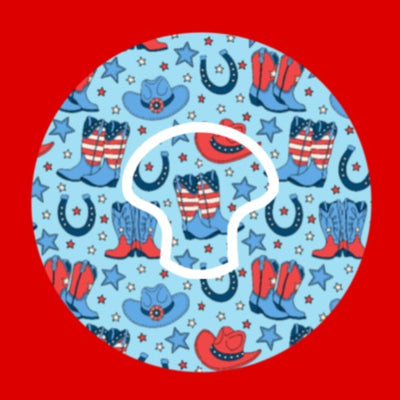 PATRIOTIC WESTERN BOOTS AND HATS PATTERN - MEDTRONIC GUARDIAN OVERLAYS WITH CUT-OUT FOR USE WITH DECK MY DIABETES GRIPSHIELD