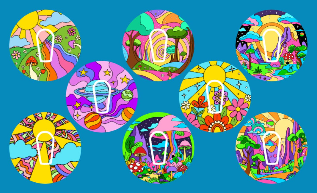PSYCHEDELIC RETRO POSTER  - 8 PATCH SET