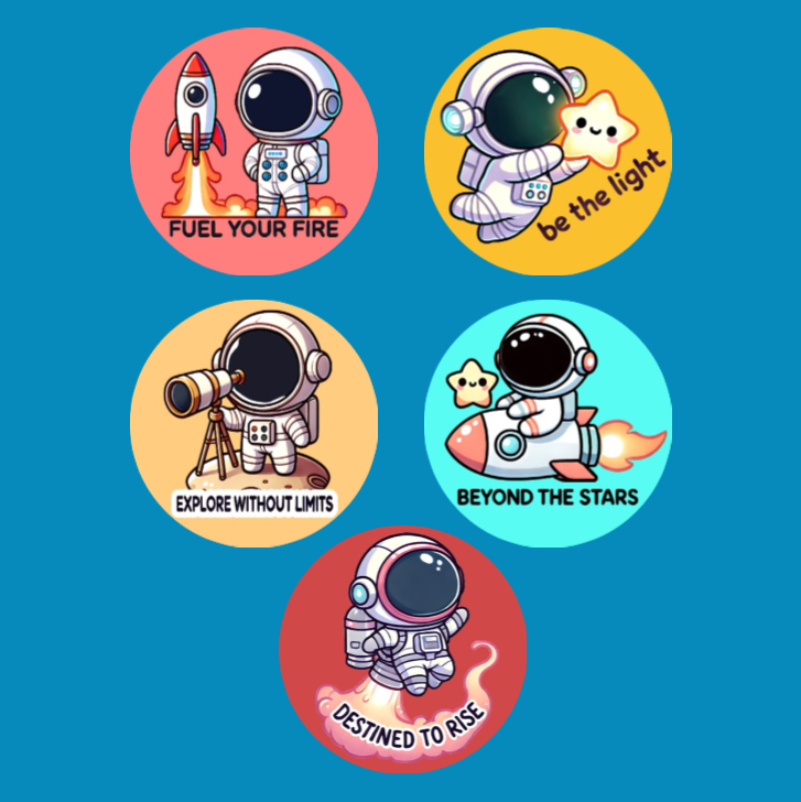 REACH FOR THE STARS - SET #1 - 5 PATCH SET - SMALL SOLID OVERLAY NO CUT-OUTS (NO HOLES)