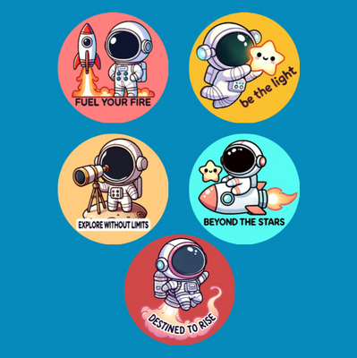 REACH FOR THE STARS - SET #1 - 5 PATCH SET - SMALL SOLID OVERLAY NO CUT-OUTS (NO HOLES)