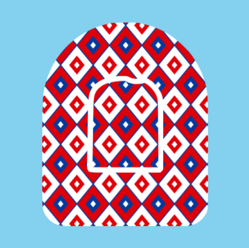 RED WHITE AND BLUE DIAMOND PATTERN -  OMNIPOD OVERLAY