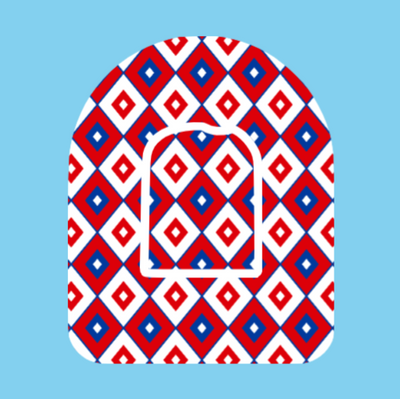 RED WHITE AND BLUE DIAMOND PATTERN -  OMNIPOD OVERLAY