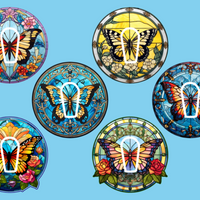 STAINED GLASS BUTTERFLIES - 6 PATCH SET  -  DEXCOM G6 OVERLAYS