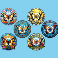 STAINED GLASS BUTTERFLIES - 6 PATCH SET - DEXCOM G7 OR DEXCOM STELO OVERLAYS