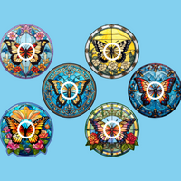 STAINED GLASS BUTTERFLIES - 6 PATCH SET -  LIBRE 3 OVERLAYS