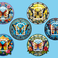 STAINED GLASS BUTTERFLIES - 6 PATCH SET - OMNIPOD OVERLAYS