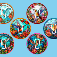 STAINED GLASS HUMMINGBIRDS - 6 PATCH SET  -  DEXCOM G6 OVERLAYS