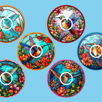 STAINED GLASS HUMMINGBIRDS - 6 PATCH SET - LIBRE 2 OVERLAYS