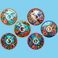 STAINED GLASS HUMMINGBIRDS - 6 PATCH SET - INFUSION SET OVERLAYS