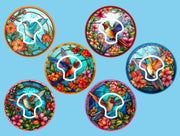 STAINED GLASS HUMMINGBIRDS - 6 PATCH SET -  MEDTRONIC GUARDIAN OVERLAY WITH CUT-OUT FOR USE WITH DECK MY DIABETES GRIPSHIELD