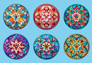 STAINED GLASS MANDALAS - 6 PATCH SET -   MEDTRONIC GUARDIAN OVERLAYS WITH CUT-OUT FOR USE WITH DECK MY DIABETES GRIPSHIELD