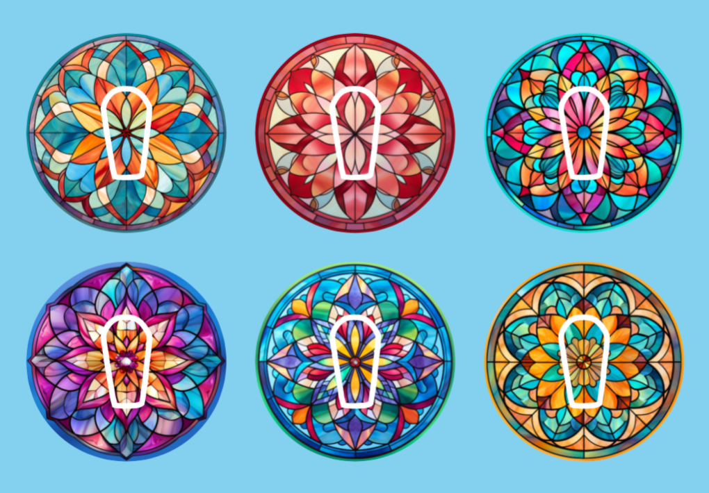 STAINED GLASS MANDALAS - 6 PATCH SET  -  DEXCOM G6 OVERLAYS