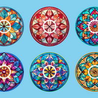 STAINED GLASS MANDALAS - 6 PATCH SET - LIBRE 2 OVERLAYS