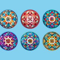 STAINED GLASS MANDALAS - 6 PATCH SET -  LIBRE 3 OVERLAYS