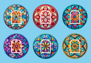 STAINED GLASS MANDALAS - 6 PATCH SET - OMNIPOD OVERLAYS