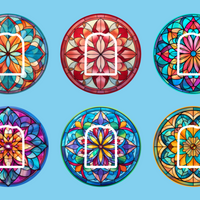 STAINED GLASS MANDALAS 6 PATCH SET #1