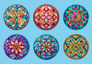 STAINED GLASS MANDALA - 6 PATCH SET FOR THE SUGARSHIELD™ CASE BY DECK MY DIABETES for TANDEM MOBI™ INSULIN PUMP
