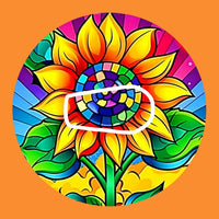 STAINED GLASS SUNFLOWER CIRCULAR PATCH