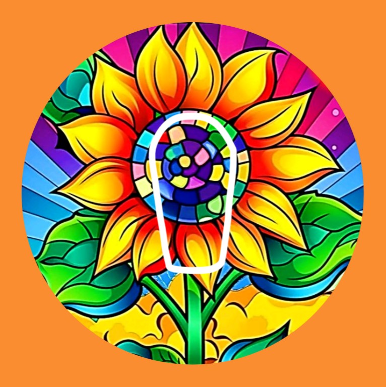 STAINED GLASS SUNFLOWER CIRCULAR PATCH