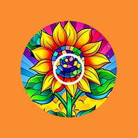 STAINED GLASS SUNFLOWER CIRCULAR PATCH