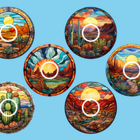 STAINED GLASS WESTERN LANDSCAPES 6 PATCH SET